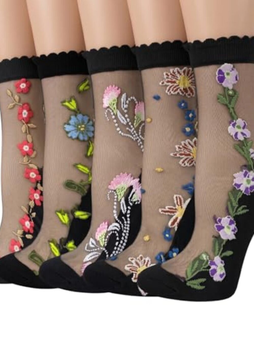 BRAND NEW 5 Pack Sheer Ruffle Socks for Women